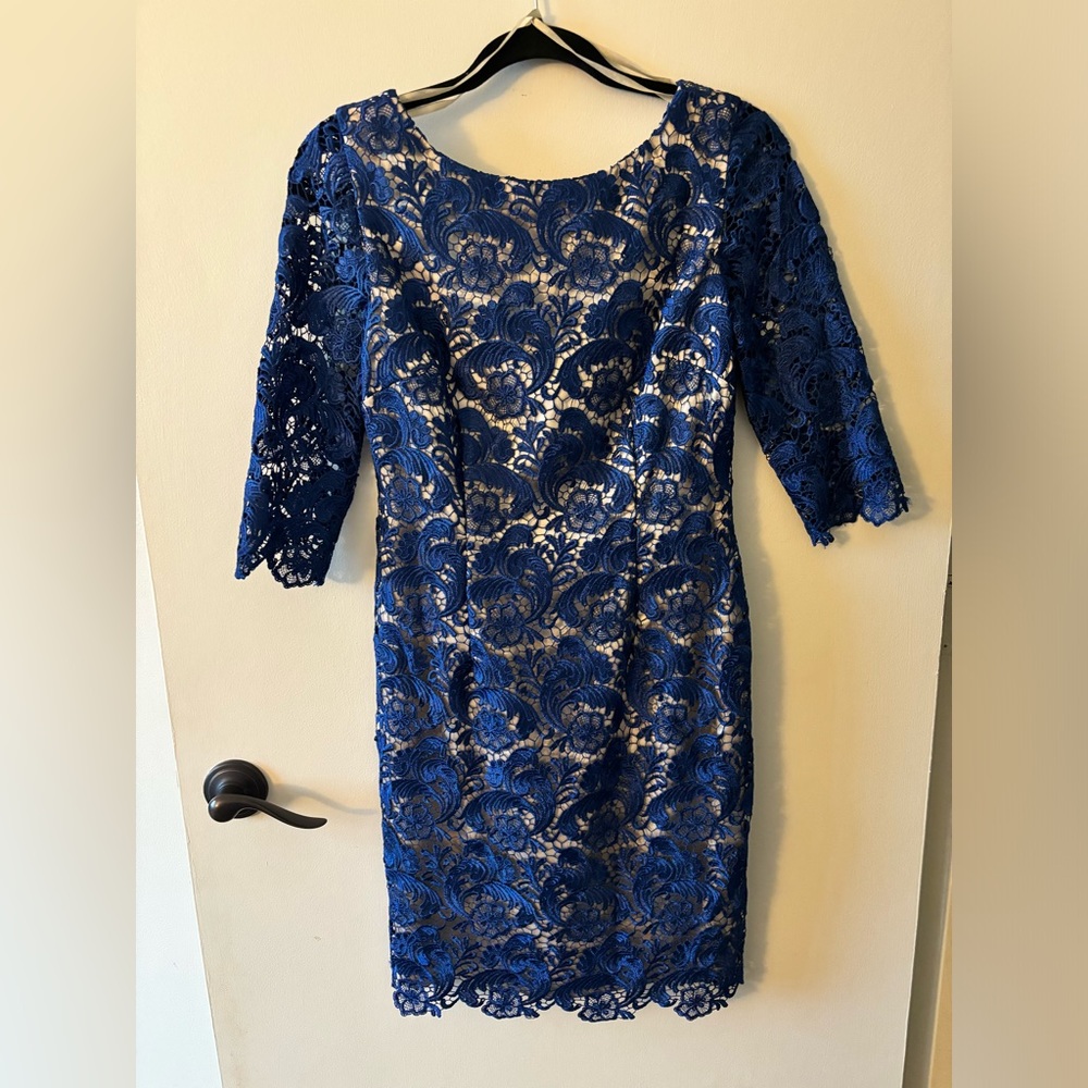 Blue lace formal dress
